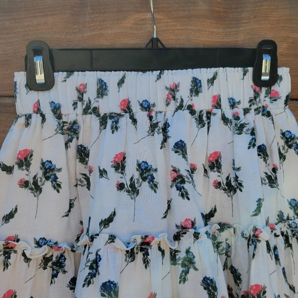 Olivaceous‎ Anthro Floral Linen Blend Mini Skirt Cottagecore Girly Tomato Small